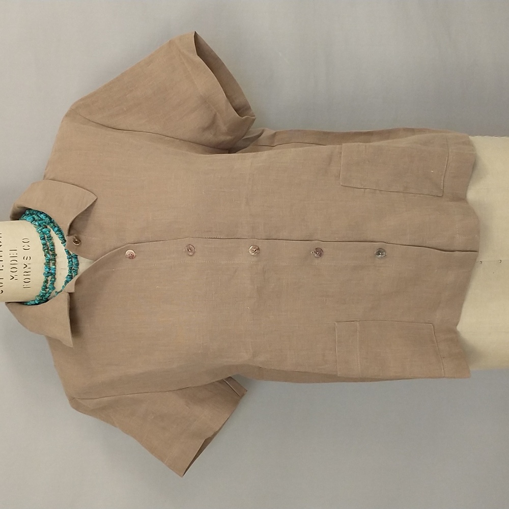 Amour Linen Top Short Sleeve Scarlett Blouse NWOT 100% Linen OEKO TEX